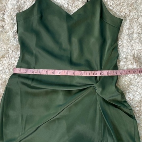 NWT Spin The Bottle Satin Midi Dress In Olive - Medium - Picture 6 of 6